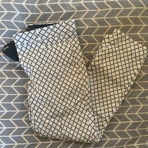 Black + white pattern Banana Republic Sloan pants